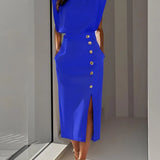 Structured Round Neck Midi Dress