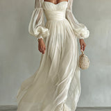 Square Neck Long Sleeve Maxi Dress