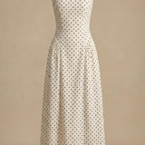 Polka Dot Round Neck Maxi Dress