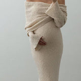 Women's Off Shoulder Long Sleeve Maternity Dress