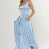 A-Line Ankle Length Halter Bridesmaid Dress