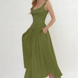 A-Line Ankle Length Halter Bridesmaid Dress