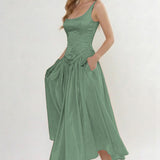 A-Line Ankle Length Halter Bridesmaid Dress