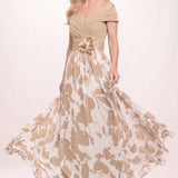 A-Line Floral Print Maxi Mother of the Bride Dress