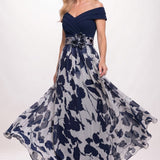 A-Line Floral Print Maxi Mother of the Bride Dress