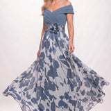 A-Line Floral Print Maxi Mother of the Bride Dress