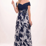 A-Line Floral Print Maxi Mother of the Bride Dress