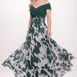 A-Line Floral Print Maxi Mother of the Bride Dress