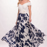A-Line Floral Print Maxi Mother of the Bride Dress