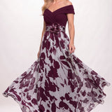 A-Line Floral Print Maxi Mother of the Bride Dress