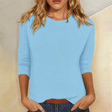Crew Neck Three-Quarter Sleeve Top