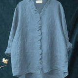 Casual Ruffle Button-Front Shirt
