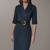 Belted Notched Lapel Blazer Dress