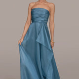 Strapless Ruffled A-Line Gown