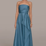 Strapless Ruffled A-Line Gown