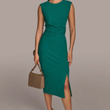 Twist Waist Midi Sheath Dress
