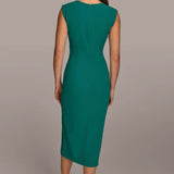 Twist Waist Midi Sheath Dress