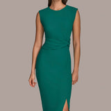 Twist Waist Midi Sheath Dress