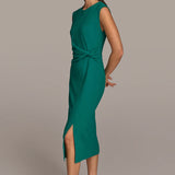 Twist Waist Midi Sheath Dress