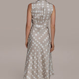 Polka Dot Tie Neck Dress