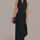 Wrap Ruffle Maxi Gown