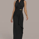 Wrap Ruffle Maxi Gown