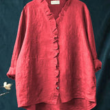 Casual Ruffle Button-Front Shirt