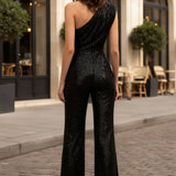 One-Shoulder Wide-Leg Jumpsuit