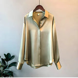 Long Sleeve Satin Shirt Blouse