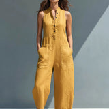 Stand-Collar Sleeveless Jumpsuit