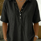 Short-Sleeve Collared Blouse