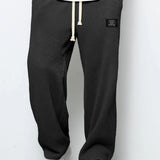 Textured Drawstring Straight Pants