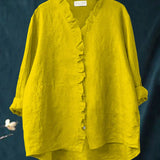 Casual Ruffle Button-Front Shirt