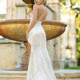 V-Neck Sequin Gown