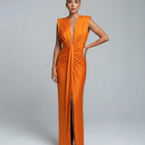 Deep V Neck Sleeveless Maxi Dress