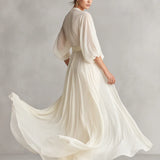 Puff Sleeve Wrap Maxi Dress
