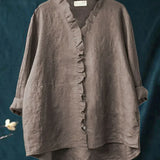 Casual Ruffle Button-Front Shirt
