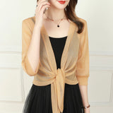 Sheer Tie-Front Cardigan