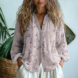 Vintage Leaf Print Button-Down Shirt