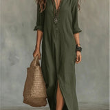 Collared Split Hem Maxi Dress