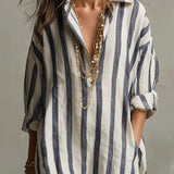 Striped Oversized Shirt Maxi Dress