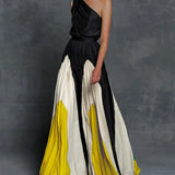 One-Shoulder Pleated Maxi Dress