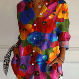Abstract Print Button Front Blouse