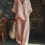 Relaxed V-Neck Pants Set