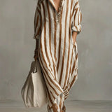 Striped Oversized Shirt Maxi Dress