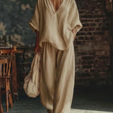 Relaxed V-Neck Pants Set