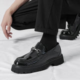 Metal-Buckle Lug Sole Loafers
