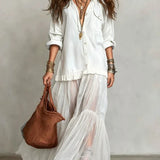 Button-Front Layered Maxi