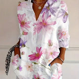 Abstract Print Button Front Blouse