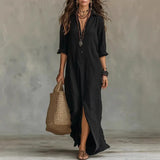 Collared Split Hem Maxi Dress